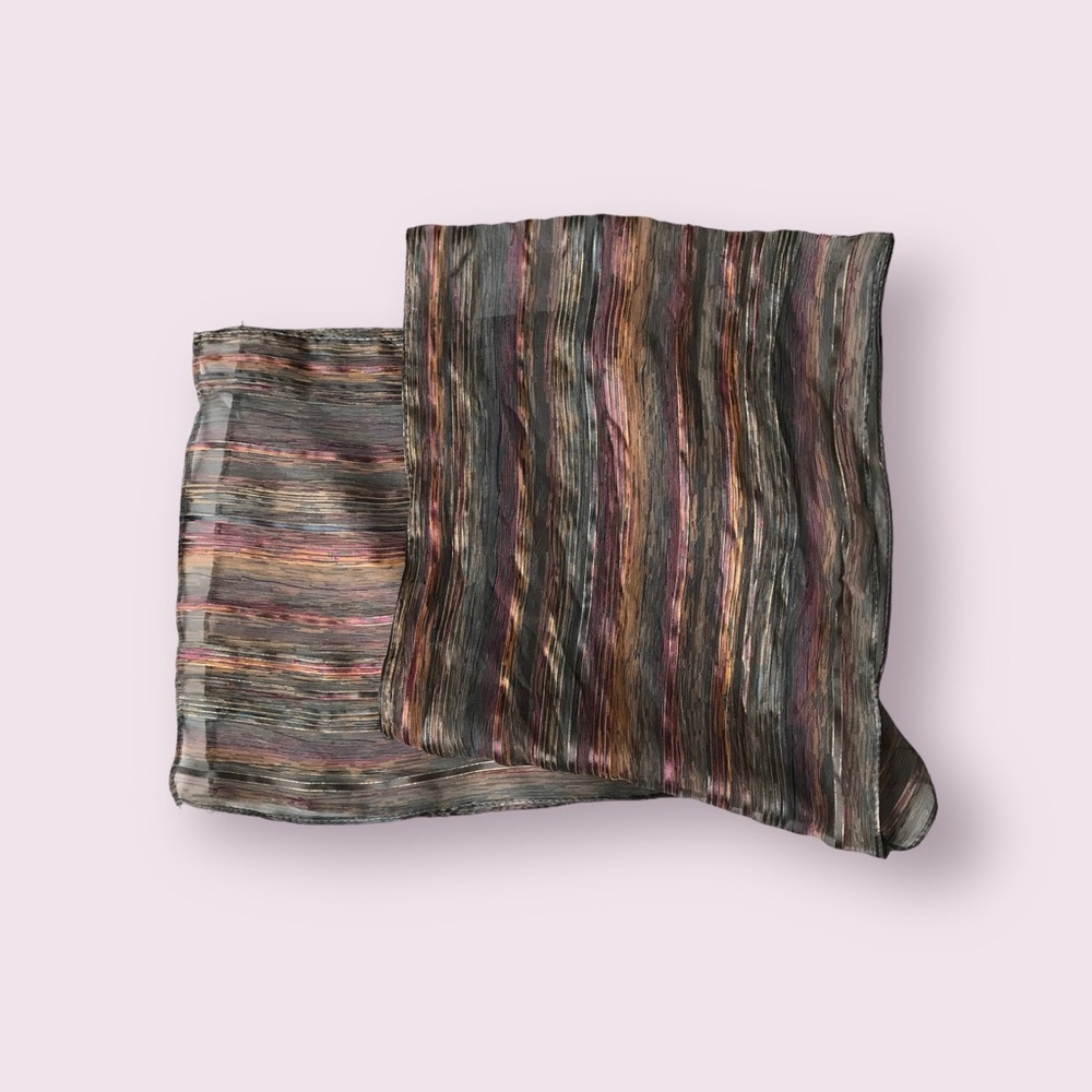Sheer, Silk Multicolor, Multi-use 10” x 50” Scarf. $20. - Picture 3 of 9